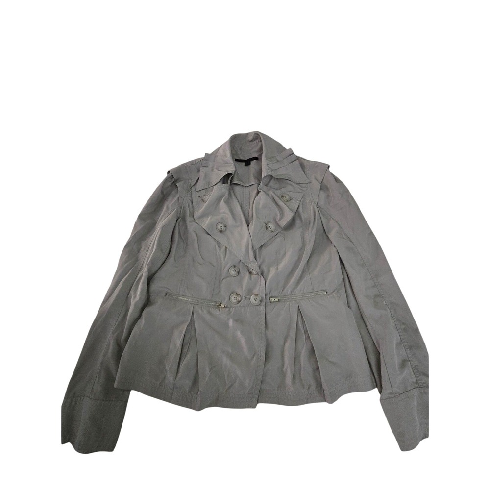 Katherine Barclay Gray Button Collared Pockets Zipper Basic Jacket Size L